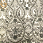 Tessuto in rilievo Grey Tulle For Dress del pizzo del ricamo dello zecchino 3D
