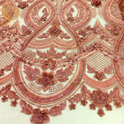 Il rosa 3D del ricamo ha bordato il pizzo dello zecchino del tessuto per le donne si veste