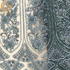 Ricamo blu di Mesh Beaded Lace Fabric Sewing del punto per l'indumento