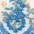 Lunghezza blu del 1 iarda della decorazione della disposizione del pizzo di modo dell'abbigliamento splendido con le pietre