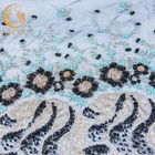 Splendidi bordati merlettano il poliestere Mesh Fabric For Evening Dress di nylon dello zecchino del tessuto