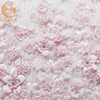 Del fiore 3D di lunghezza del ricamo su misura pizzo eccellente tessuto floreale del pizzo di rosa del 1 iarda