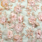 Panno fatto a mano in rilievo del pizzo di rosa del 1 iarda del fiore 3D del tessuto francese del pizzo