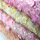 Panno fatto a mano in rilievo del pizzo di rosa del 1 iarda del fiore 3D del tessuto francese del pizzo