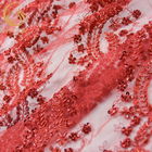 Lunghezza fatta a mano ricamata rossa in rilievo del pizzo 91.44cm solubile in acqua