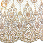 Tessuto materiale del pizzo dell'oro del ricamo del pizzo fatto a mano MDX di colore per il vestito da sposa