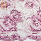 Il tessuto in rilievo pesante del pizzo di rosa del vestito da sposa ha personalizzato il poliestere di 20%