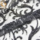 1 iarda del tessuto del pizzo ricamato il nero morbido di Mesh Beaded Lace Fabric 3D