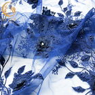 Decorazione a 55 pollici dei cristalli di rocca di larghezza del vestito da sposa del tessuto blu scuro del pizzo