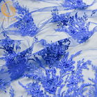 Larghezza elegante blu del modello di fiore dei tessuti MDX del pizzo di nozze 135cm