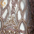 3D porpora borda la lunghezza multicolore dei tessuti 91.44cm del pizzo di nozze con gli zecchini
