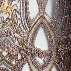 3D porpora borda la lunghezza multicolore dei tessuti 91.44cm del pizzo di nozze con gli zecchini