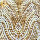 Gli zecchini brillanti hanno ricamato Mesh Lace/pizzo dorato 80% della perla di nylon