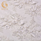 MDX ha bordato la larghezza bianca dei tessuti 140cm del pizzo lussuosa con i fiori 3D