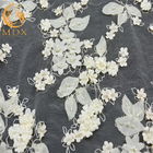 Il fiore bianco di Tulle 3D merletta il ricamo di nylon di 80% per nozze