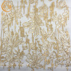 Tessuto delicato Mesh Sequins For Gown Dress del pizzo del ricamo di colore dell'oro di MDX