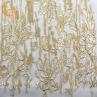 Tessuto delicato Mesh Sequins For Gown Dress del pizzo del ricamo di colore dell'oro di MDX