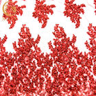 Tessuto del pizzo di scintillio di 1 yarda/decorazione rossa del pizzo dello zecchino per l'abito da sera