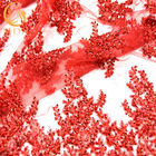 Tessuto del pizzo di scintillio di 1 yarda/decorazione rossa del pizzo dello zecchino per l'abito da sera