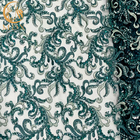 Cristalli di rocca fatti a mano verdi del ricamo di Tulle del tessuto del vestito con bordato