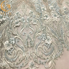 Tessuto nuziale elegante del pizzo del ricamo del vestito 3D dall'iarda fatta a mano
