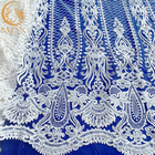 Tessuto nuziale bianco del pizzo dello zecchino di sequenza francese per il vestito da sposa
