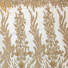 Tessuto brillante bordato pesante del pizzo dell'oro di lusso per gli abiti da sera dalle donne