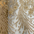 Tessuto brillante bordato pesante del pizzo dell'oro di lusso per gli abiti da sera dalle donne