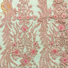 Tessuto ricamato in rilievo del pizzo di rosa moderno per nozze nigeriane