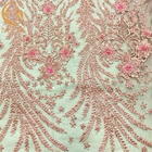 Tessuto ricamato in rilievo del pizzo di rosa moderno per nozze nigeriane