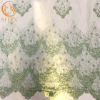 Mesh Exquisite Beads Lace Fabric verde fatto a mano per la fabbricazione del vestito