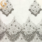 Tessuto di Grey Beaded Decoration Handmade Lace per il vestito da sera