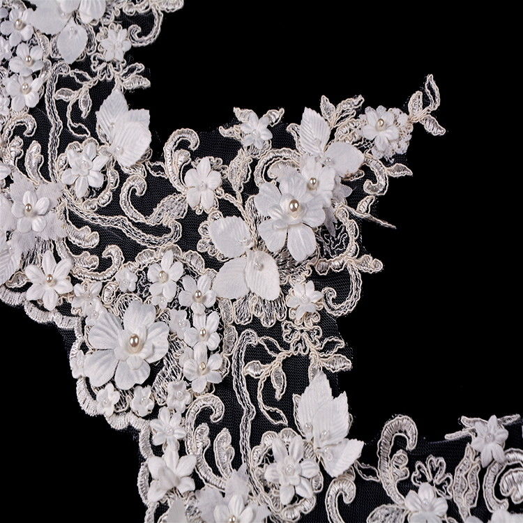 Bello poliestere di Mesh Embroidered Decorative 20% del tessuto della disposizione del pizzo del fiore 3D